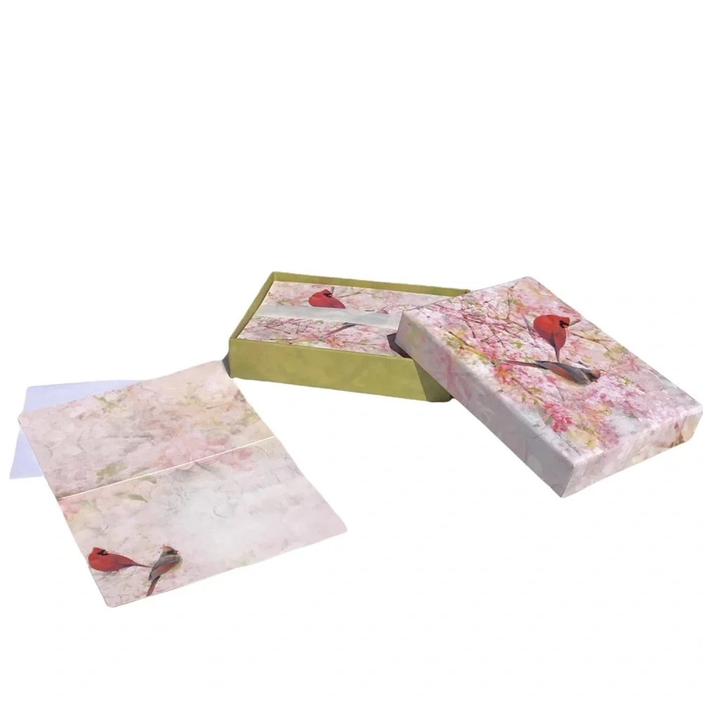 Crown Point Graphics Floral Cardinals Boxed Note Cards (FNC90537), Set of 15